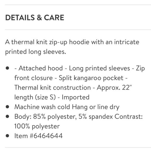 Baea Blue Floral Balloon Sleeve Thermal Knit Full Zip Hoodie Size Large NWT - Picture 13 of 13